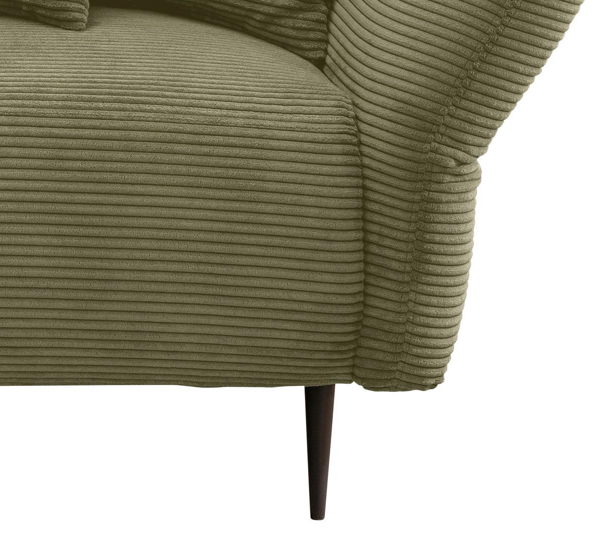 Ecksofa Vanilla mit Armteilverstellung 178x264 - Schwarz/Olivgrün, Design, Textil (178/264cm) - Livetastic