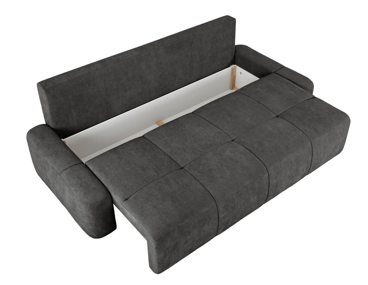 Schlafsofa Hello Lux 3Dl Graphitfarben B: 240cm - Schwarz/Graphitfarben, Design, Textil (240/93/108cm) - MID.YOU
