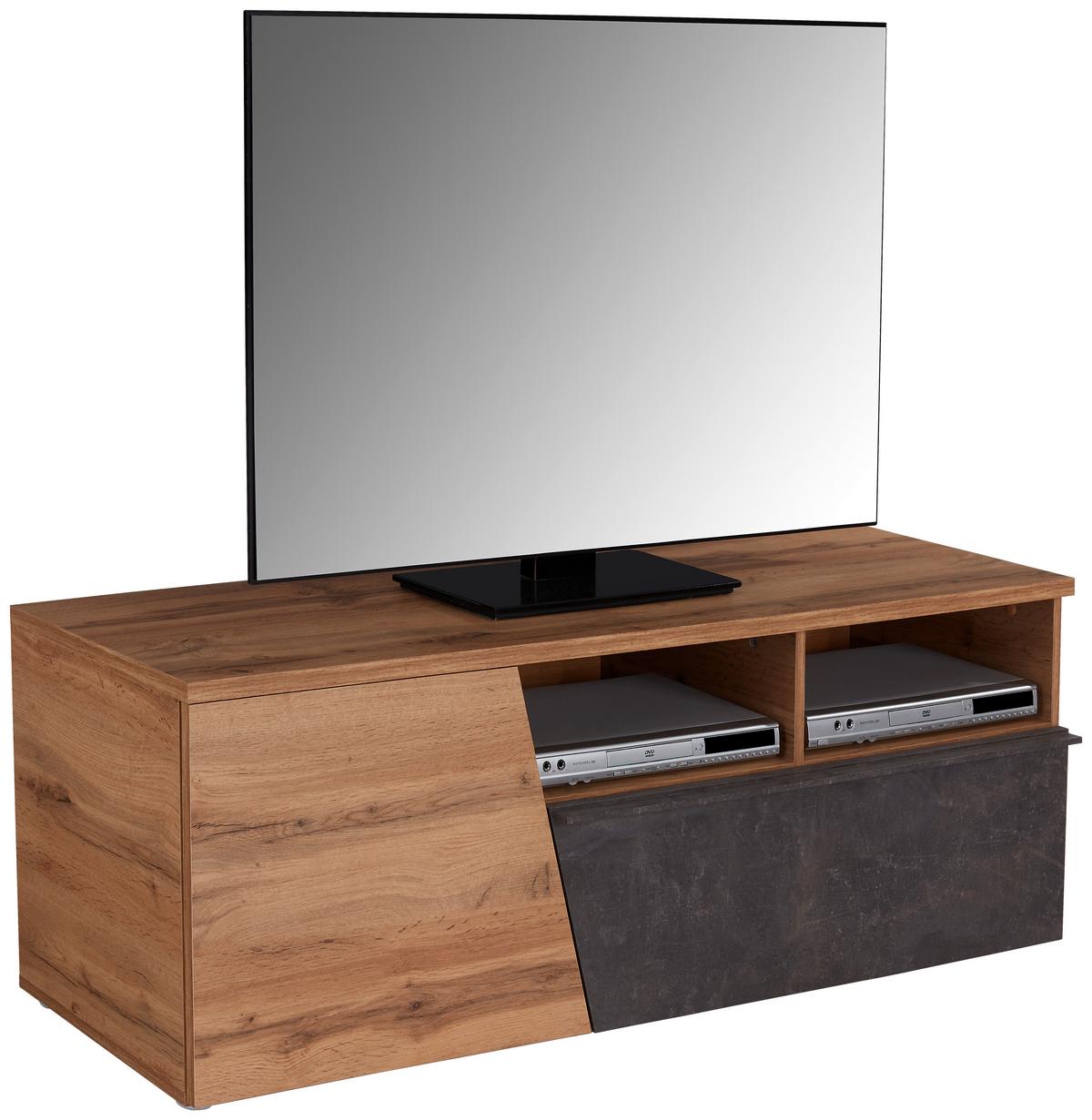 Tv-elem Venedig - tölgyfa színű/sötétbarna, Modern, faalapú anyag (140/47/40cm)