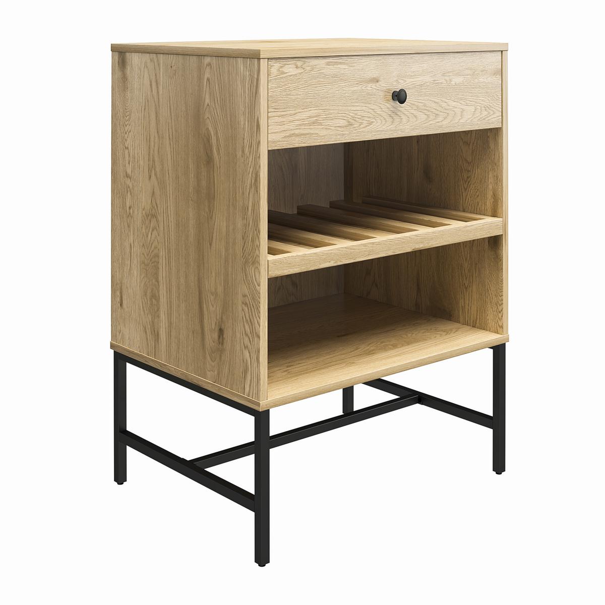 Nachttisch Tamlin Eichefarben B: 59 Cm - Eichefarben/Schwarz, Design, Papier/Holzwerkstoff (59/82/43cm) - MID.YOU