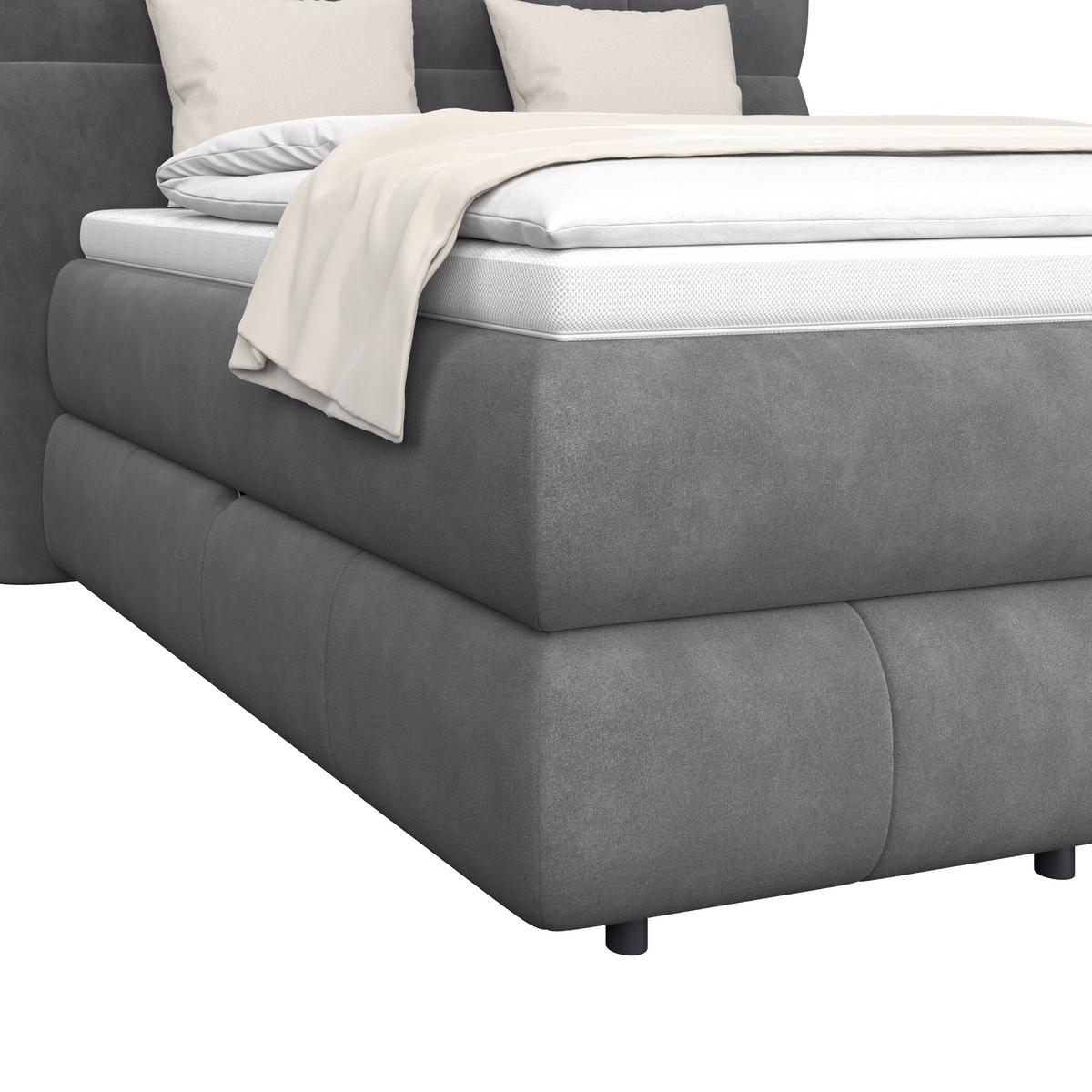 Boxspringbett Carmelo Anthrazit 140x200 cm H4 - Anthrazit/Schwarz, Trend, Textil (140/200cm)