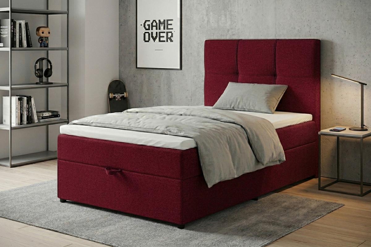 Boxbett Paros 100 100x200 Rot - Rot/Schwarz, MODERN, Holzwerkstoff/Textil (100/200cm) - MID.YOU