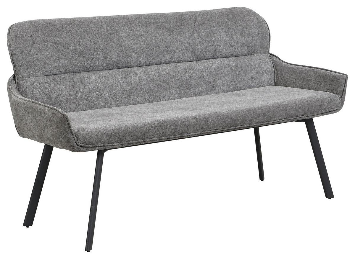 Sitzbank Rico - Dunkelgrau/Schwarz, MODERN, Textil/Metall (140/90/62cm) - MID.YOU