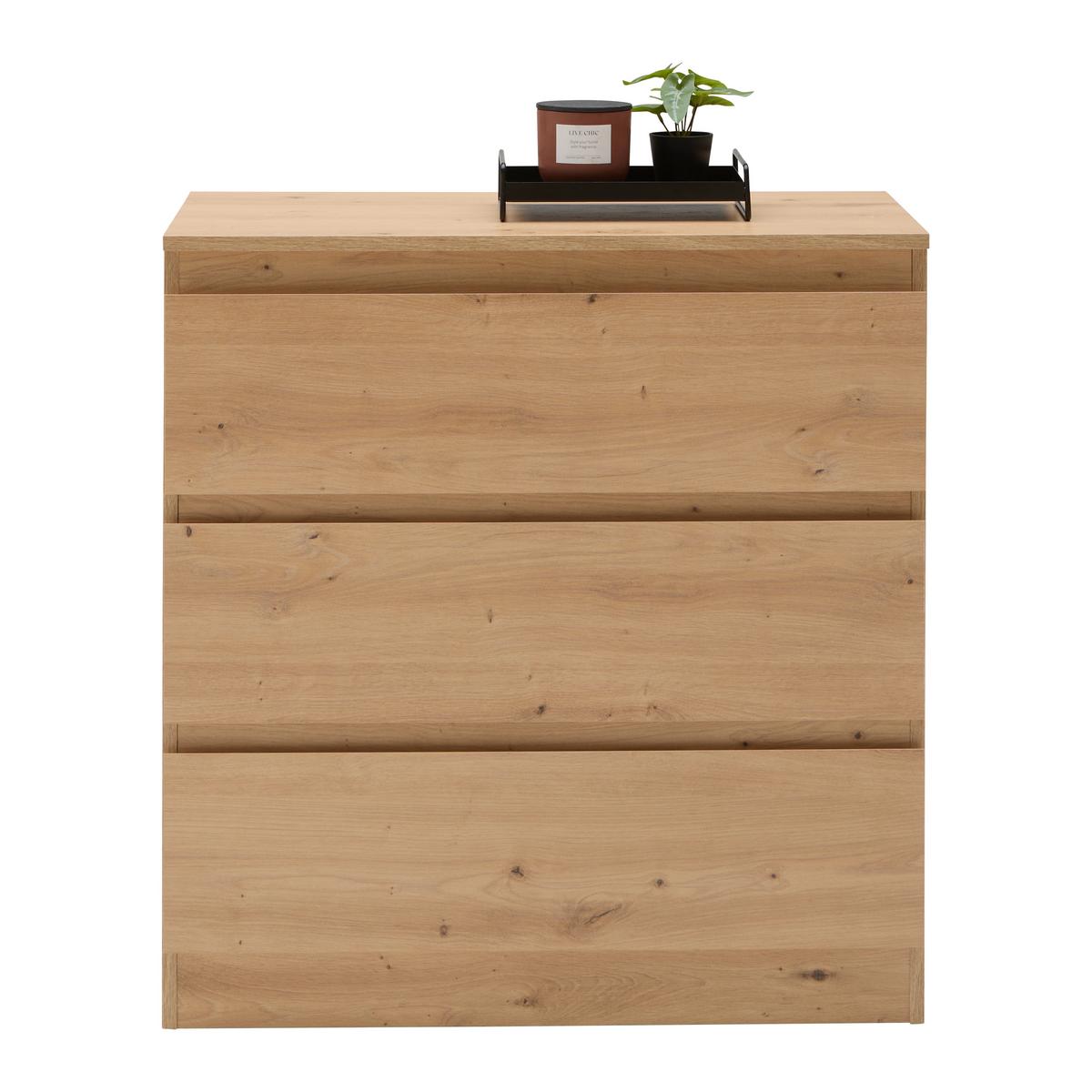 KOMODA MARA - černá/barvy stříbra, Konvenční, kompozitní dřevo/plast (77/80/42cm) - Mömax