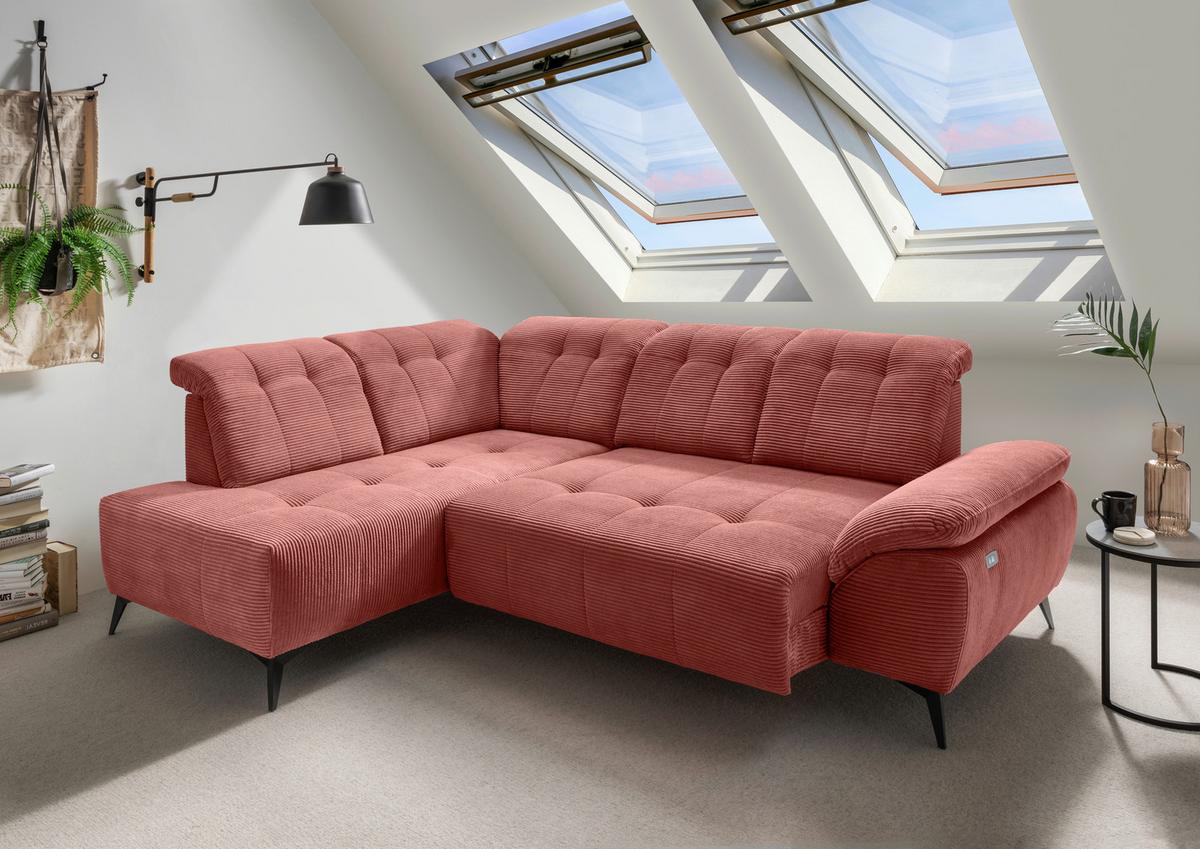 Ecksofa Fiore, Koralle S: 200x272 cm - Koralle/Schwarz, MODERN, Textil (200/272cm) - Livetastic