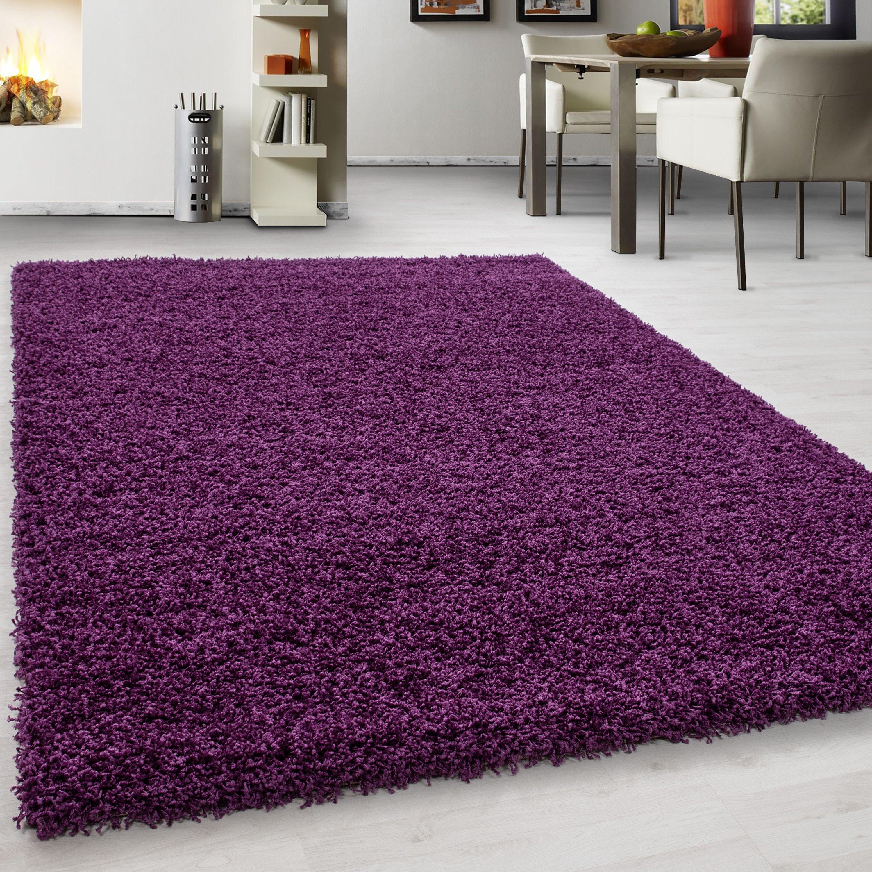 Hochflor Teppich Lila Life 120x170 cm - Lila, KONVENTIONELL, Textil (120/170cm) - Novel