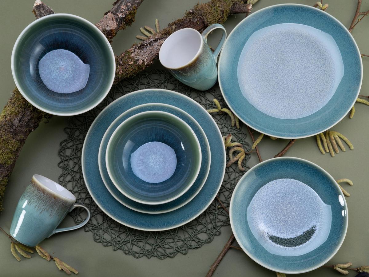 Kombiservice Keramik 2 Personen Geschirr Set Grün - Weiß/Grün, Basics, Keramik - Creatable