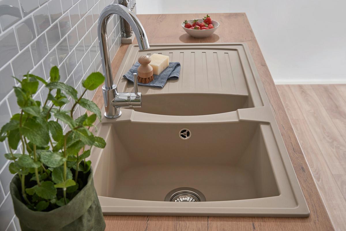 Spüle Respekta Boston Kunststein Bxt: 100x50 Cm - Beige, Trend, Glas/Kunststoff (100/20/50cm) - Respekta