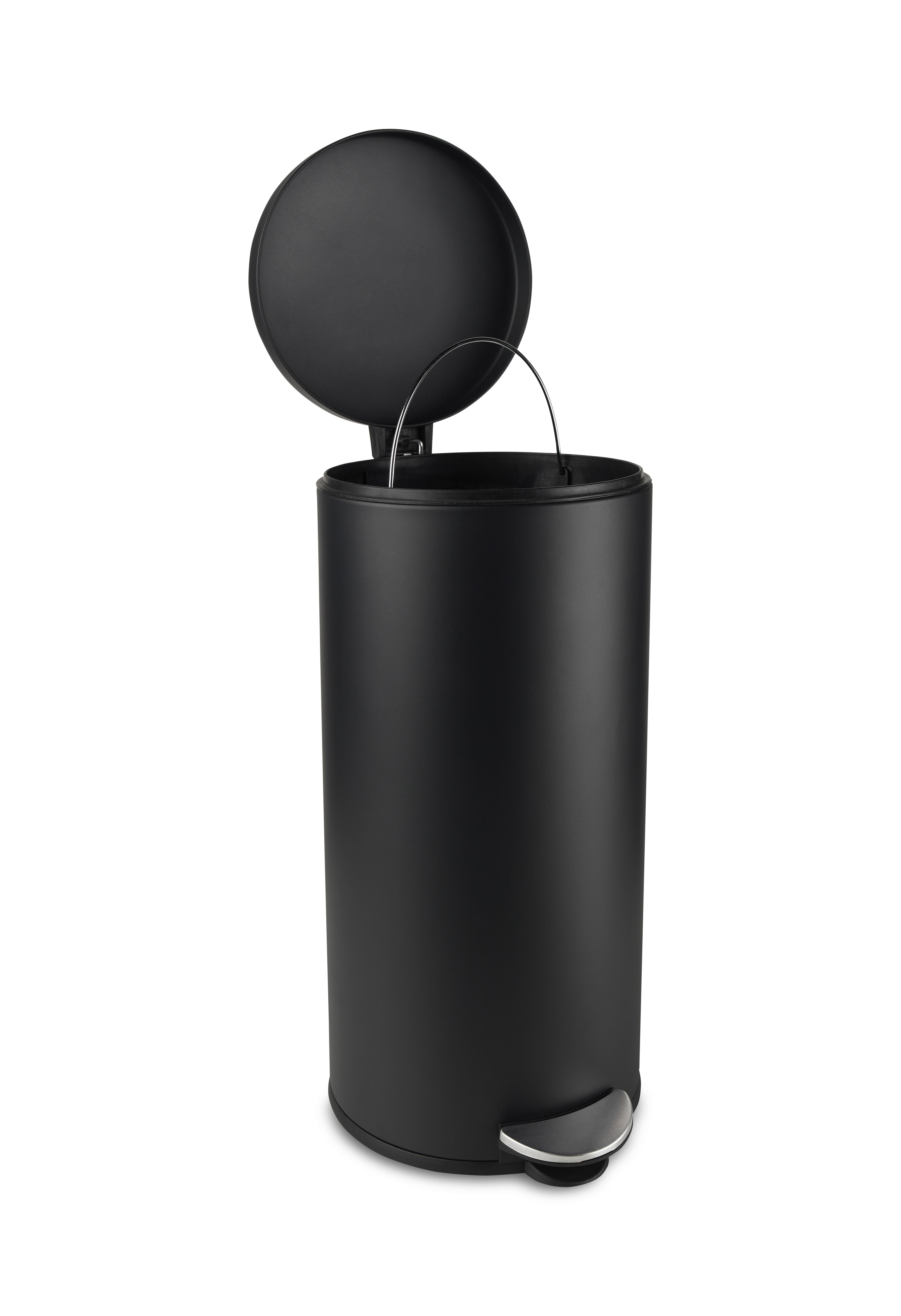 KOŠ S NÁŠLAPNÝM PEDÁLEM SAMUEL - 30L - černá, Konvenční, kov/plast (29/64,5cm) - Modern Living