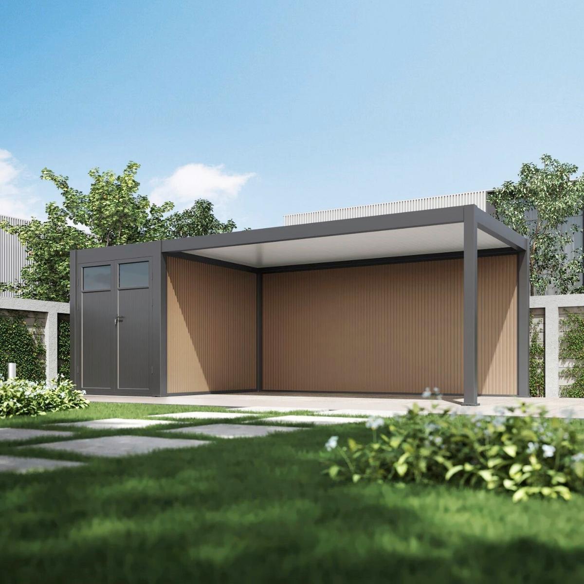 Carport- PergoLine 300x720 cm wetterbeständig, graphitfarben - Graphitfarben, Basics, Metall (300/255/720cm) - Gardenson