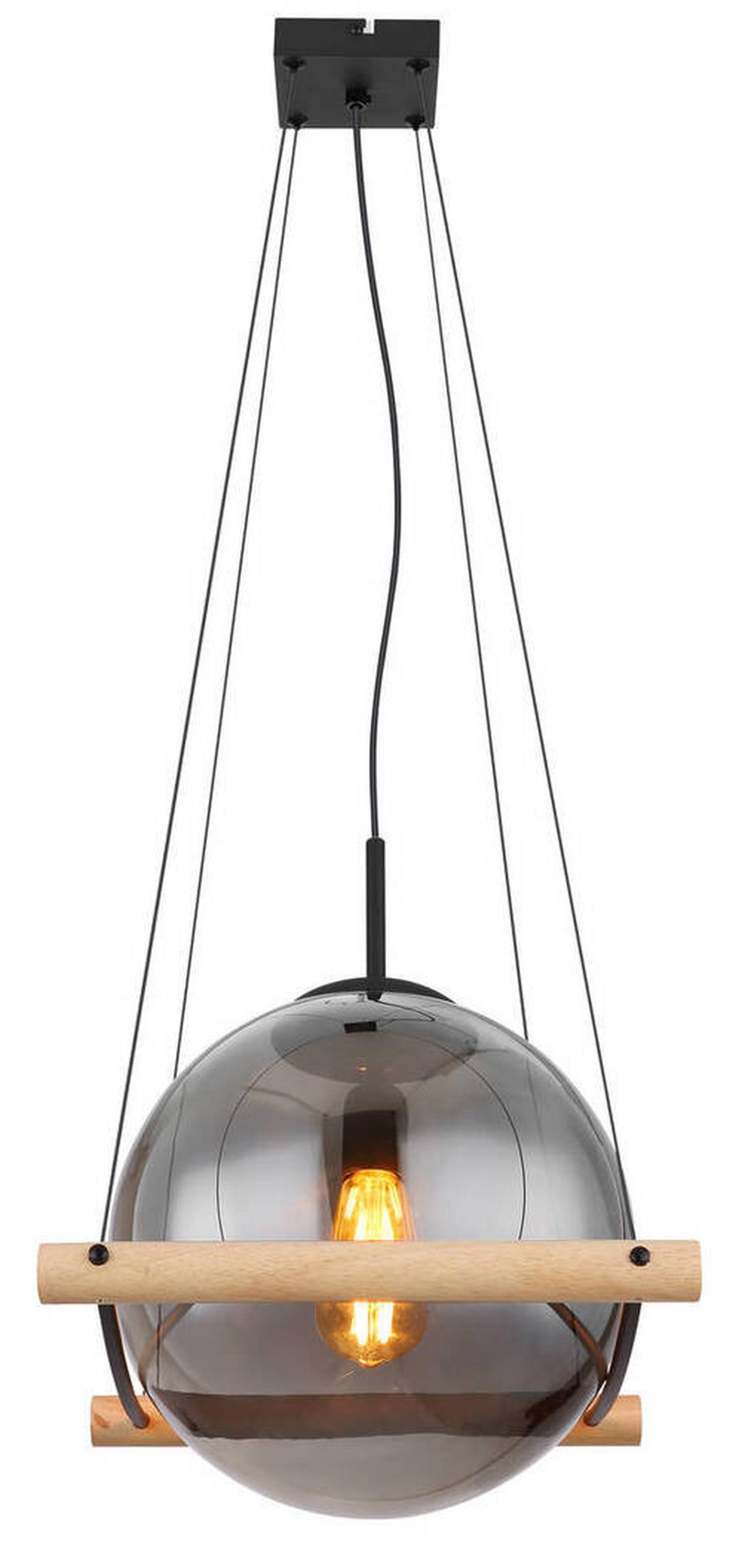 Függőlámpa 15883h - natúr/fekete, Design, műanyag/Üveg (33,5/35/120cm) - Globo