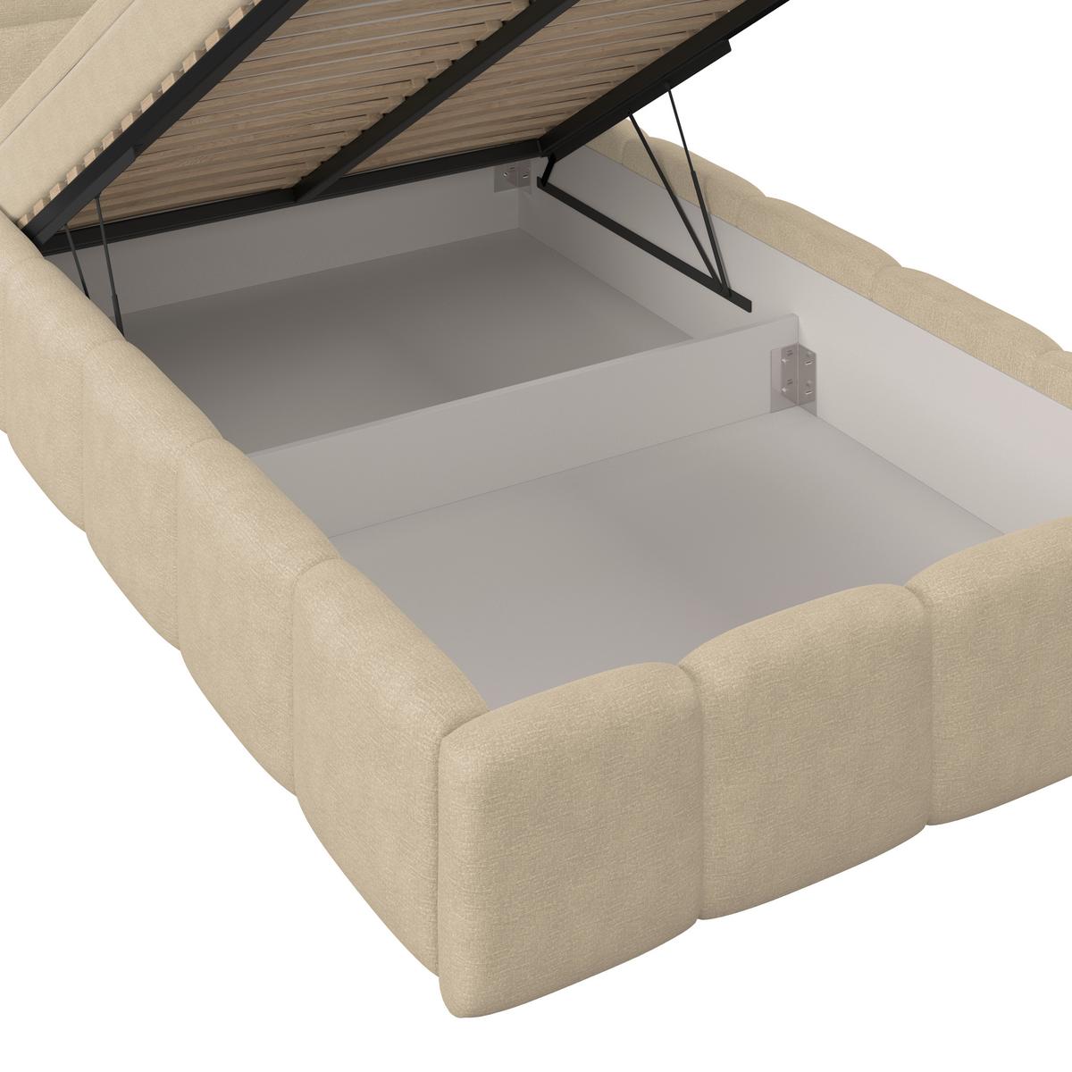 Polsterbett Noe Braun, Lf: 140x200 cm - Schwarz/Braun, Trend, Textil/Metall (140/200cm)