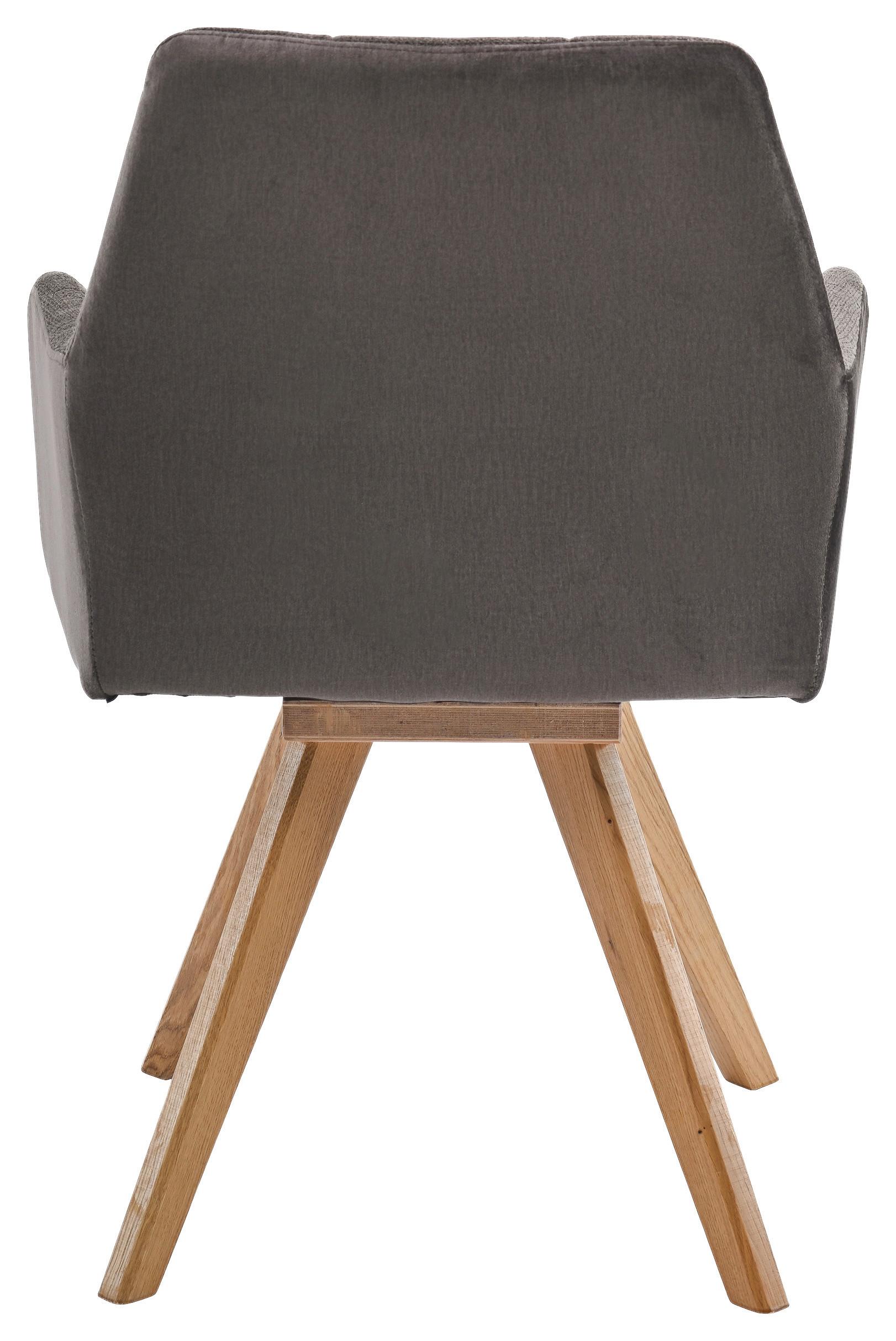 Armlehnstuhl Elke Braun Eiche Massiv, Drehbar, B: 61cm - Naturfarben/Braun, KONVENTIONELL, Holz/Textil (61/88/66,5cm)