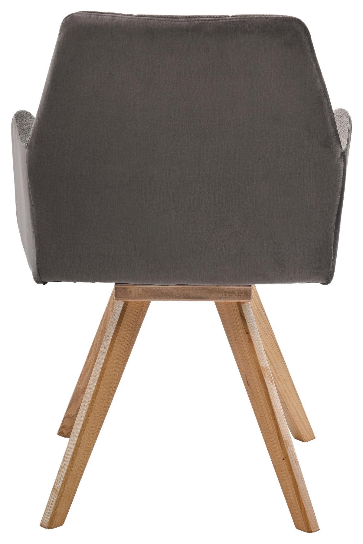 Armlehnstuhl Elke Braun Eiche Massiv, Drehbar, B: 61cm - Naturfarben/Braun, KONVENTIONELL, Holz/Textil (61/88/66,5cm)