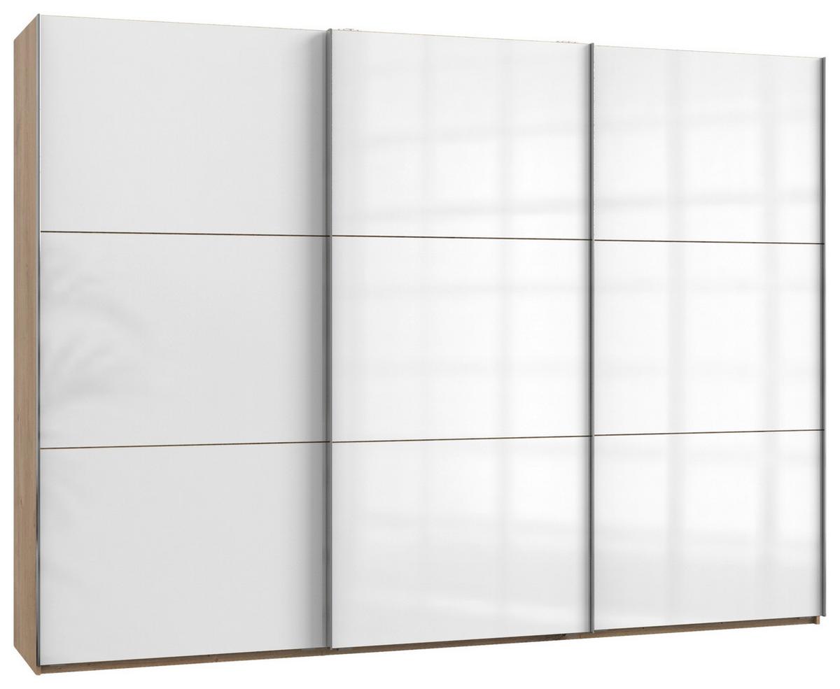 Schwebetürenschrank B: 300 Cm Level Weiß/eichefarben - Eichefarben/Weiß, MODERN, Holzwerkstoff (300/216/65cm) - MID.YOU