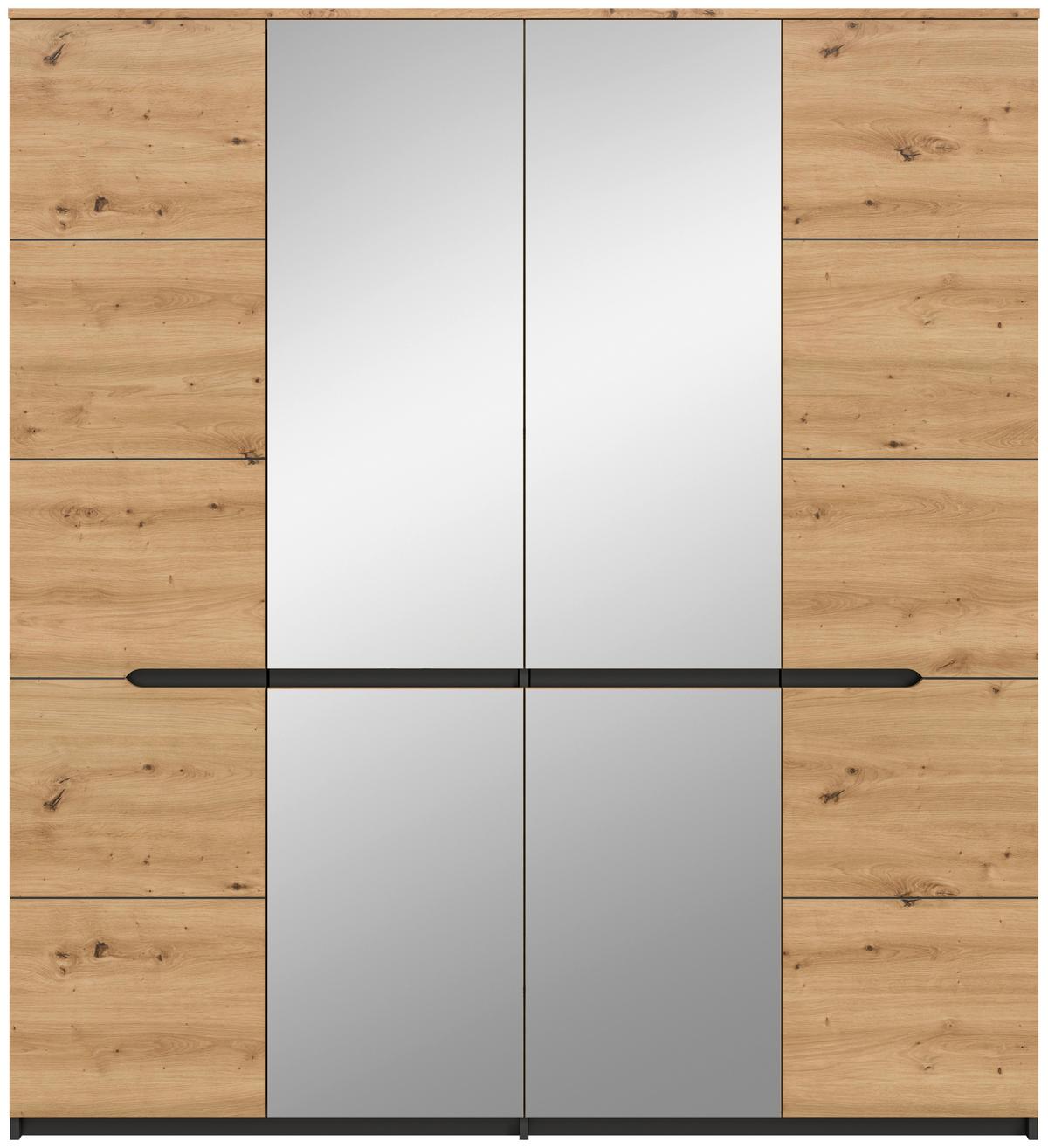 Drehtürenschrank Canu Grau /Eiche Artisan Dekor B: 180cm - Eiche Artisan/Grau, MODERN, Glas/Holzwerkstoff (180/198/59cm) - MID.YOU