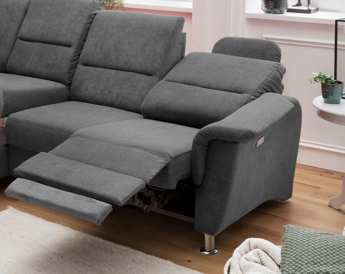 Ecksofa Parole Anthrazit S:184/231 cm - Chromfarben/Anthrazit, KONVENTIONELL, Textil (231/45/55cm) - Livetastic