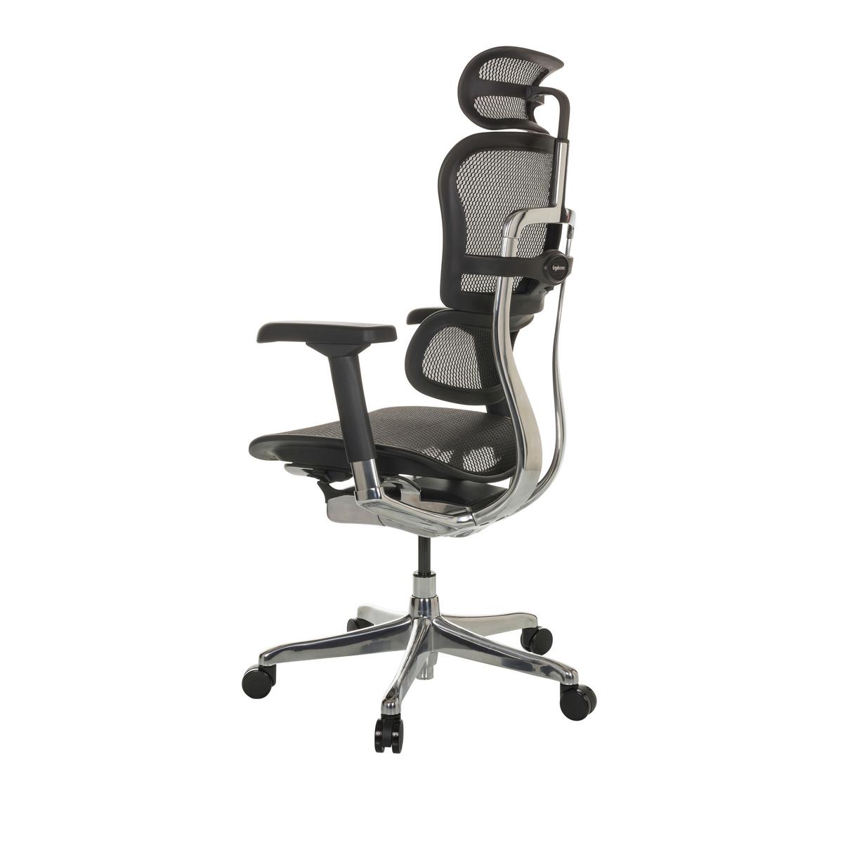 Drehstuhl Ergohuman I - Silberfarben/Schwarz, Basics, Kunststoff/Textil (69/119-144/65cm) - MID.YOU