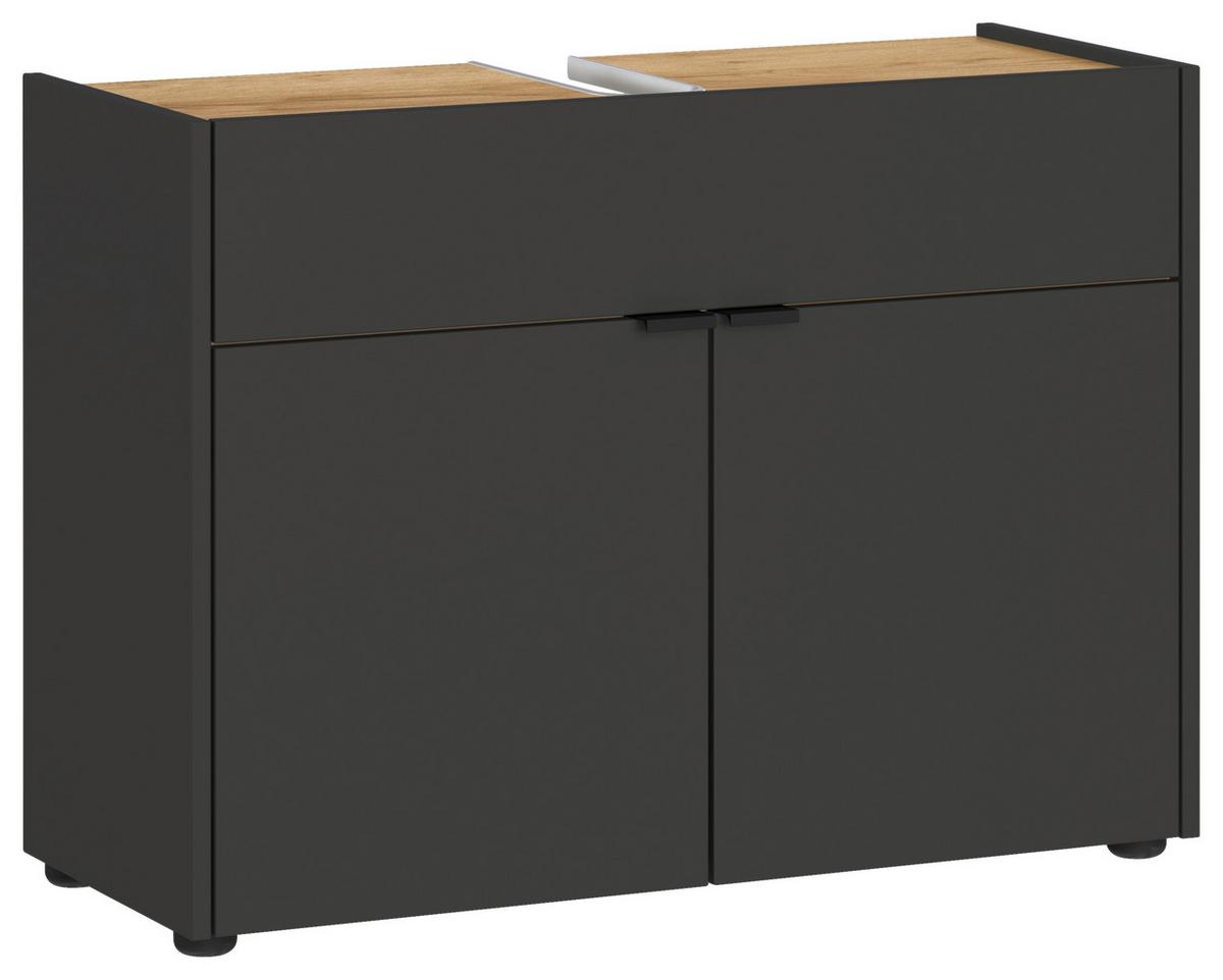 Badezimmer Forano Graphitfarben/Eichefarben - Eichefarben/Schwarz, MODERN, Holzwerkstoff (151cm) - Germania