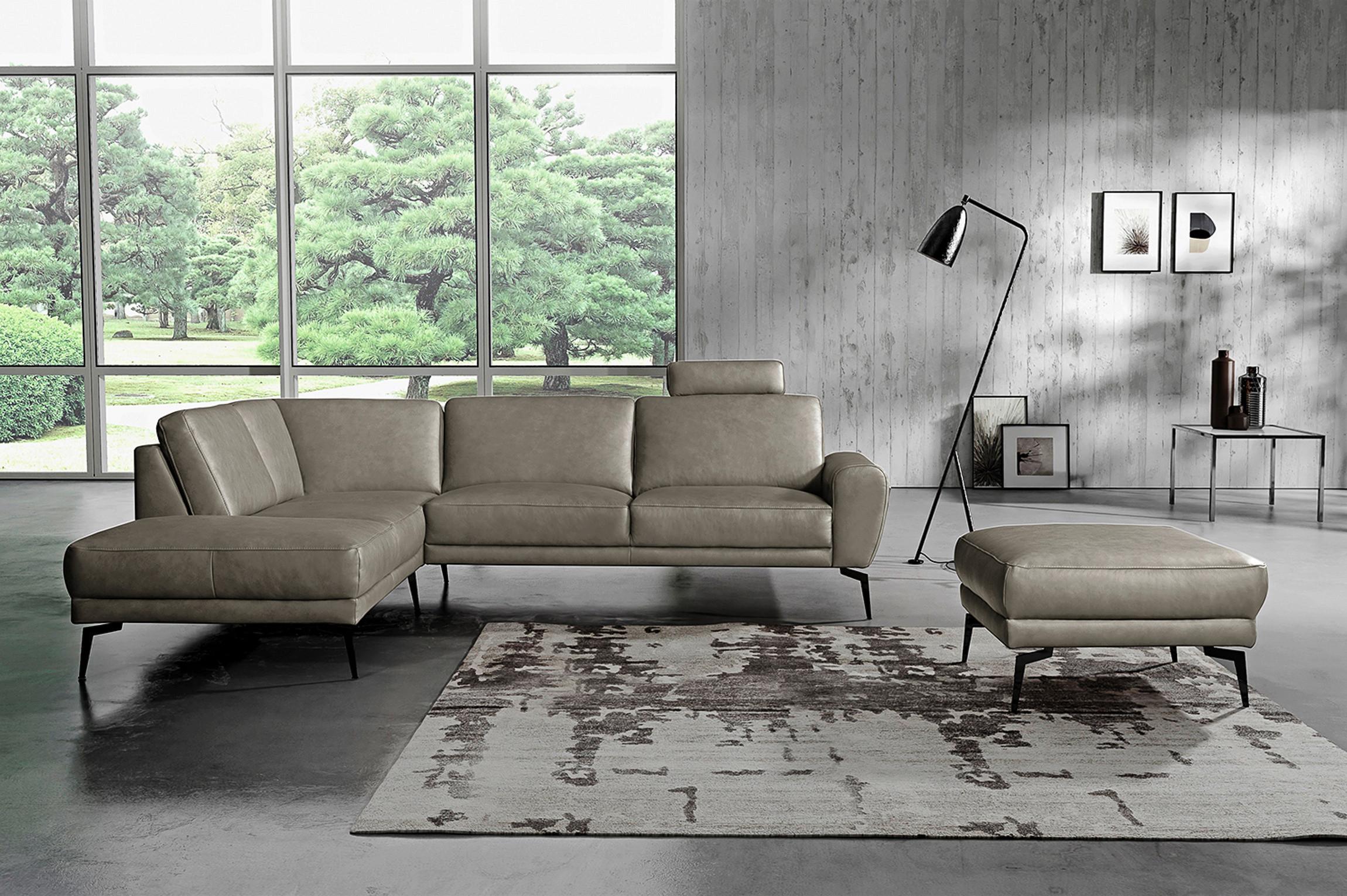 Ecksofa Spring, Grau S: 250x273 cm - Schwarz/Grau, Design, Leder (250/273cm) - Livetastic