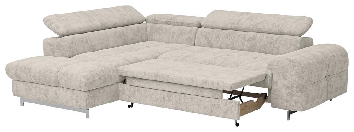 Ecksofa Mit Schlaffunktion Cloud + Grau - Chromfarben/Grau, KONVENTIONELL, Textil (206/257cm) - Livetastic