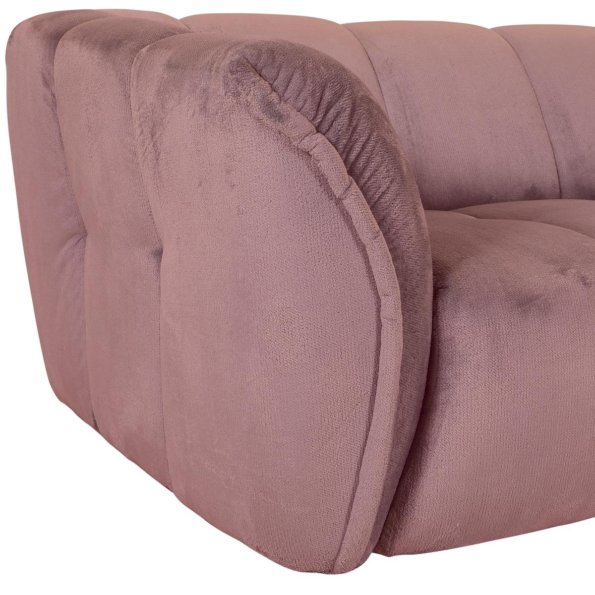 Bigsofa Sabea B: 220 cm Rosa Plüsch - Schwarz/Rosa, KONVENTIONELL, Textil (220/67/106cm) - MID.YOU