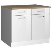 Küchenunterschrank Mailand Weiß B: 100 Cm - Weiß Hochglanz/Weiß, MODERN, Holzwerkstoff (100/85/60cm) - Held