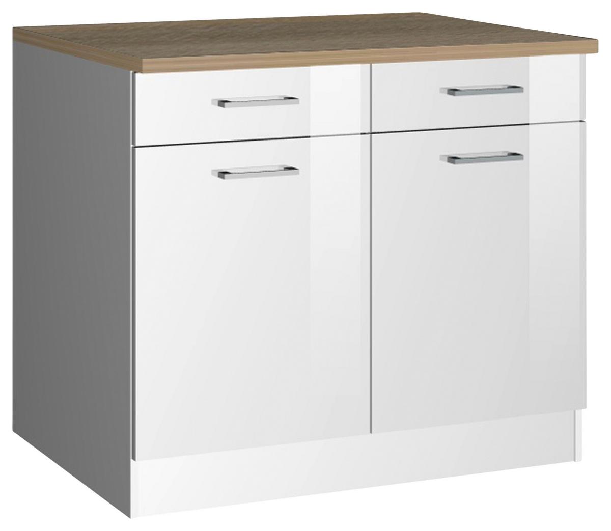 Küchenunterschrank Mailand Weiß B: 100 Cm - Weiß Hochglanz/Weiß, MODERN, Holzwerkstoff (100/85/60cm) - Held