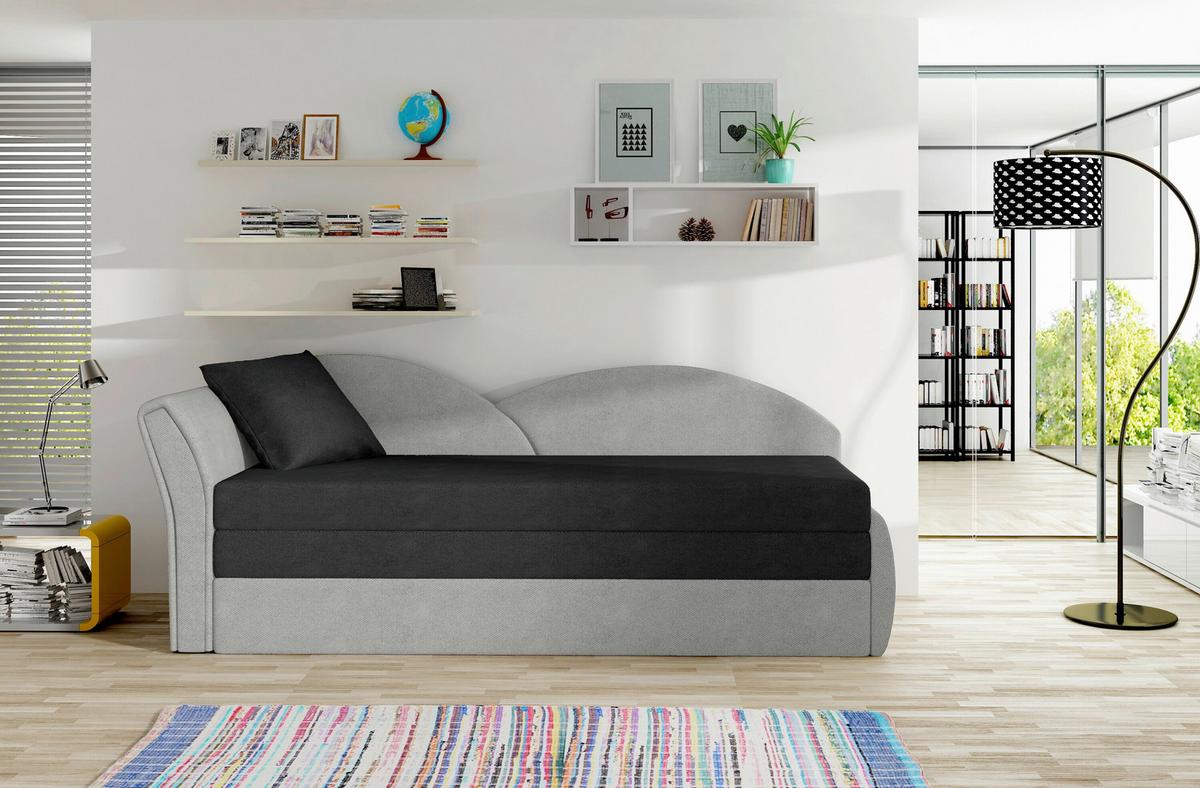 Récamiere Schwarz,hellgrau, S: 80x218 Cm - Erlefarben/Hellgrau, Design, Textil (80/218cm) - MID.YOU