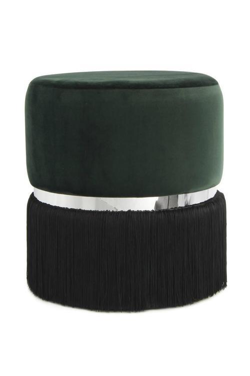 Hocker Pouf Edelstahl Silbern/ Schwarz/Dunkelgrün H: 44,5 cm - Dunkelgrün/Silberfarben, Basics, Holzwerkstoff/Textil (41/44,5/41cm) - Kayoom