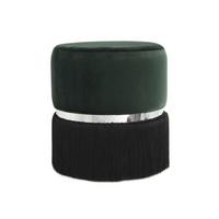 Hocker Pouf Edelstahl Silbern/ Schwarz/Dunkelgrün H: 44,5 cm - Dunkelgrün/Silberfarben, Basics, Holzwerkstoff/Textil (41/44,5/41cm) - Kayoom