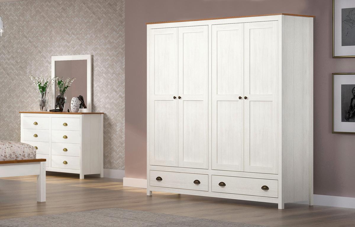 Drehtürenschrank Weiß B: 176 Cm - Weiß, Natur, Holz (176/185/54cm) - Livetastic