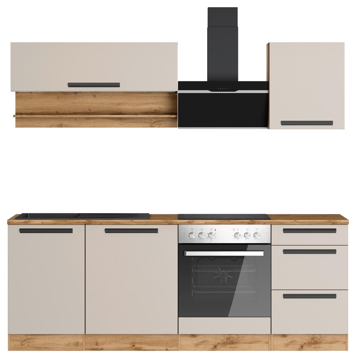 Küchenblock Aveiro Kaschmir/Eiche Wotan B: 220cm - Kaschmir/Eiche Wotan, Trend, Holzwerkstoff (220cm) - Held