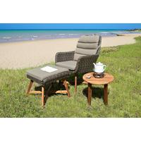 Loungesessel 3-tlg. Calvia Mit Kissen - Beige/Braun, Basics, Holz/Kunststoff (65/95/85cm) - Gardenson