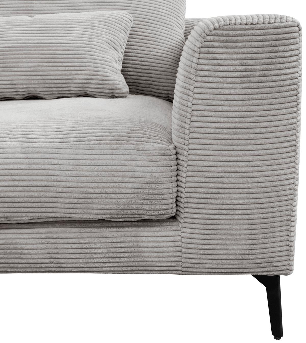 Ecksofa Berlin Cord Hellgrau 172x313 cm - Hellgrau/Schwarz, Design, Textil (172/313cm) - Livetastic