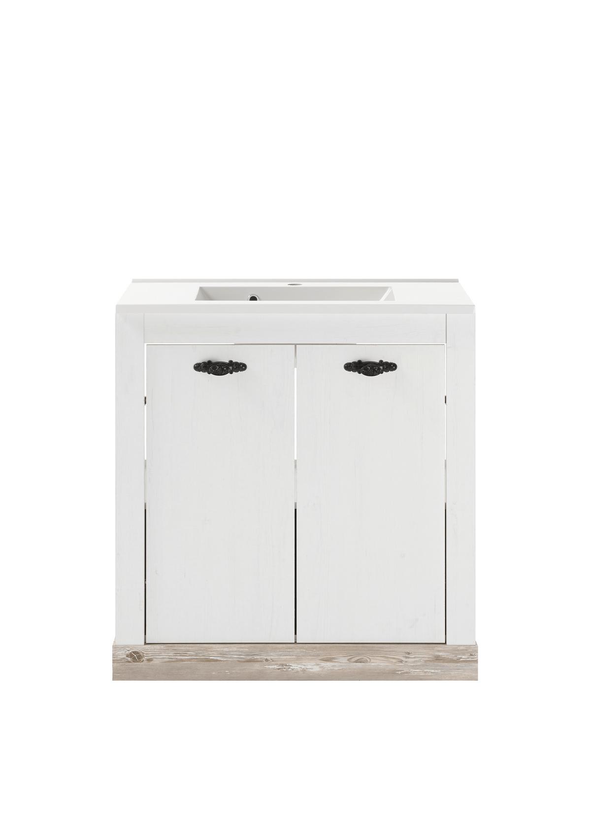 Waschtischkombi Florenz Pinienfarben B: 82cm - Weiß/Pinienfarben, Design, Naturmaterialien/Holzwerkstoff (82/85/47cm) - MID.YOU