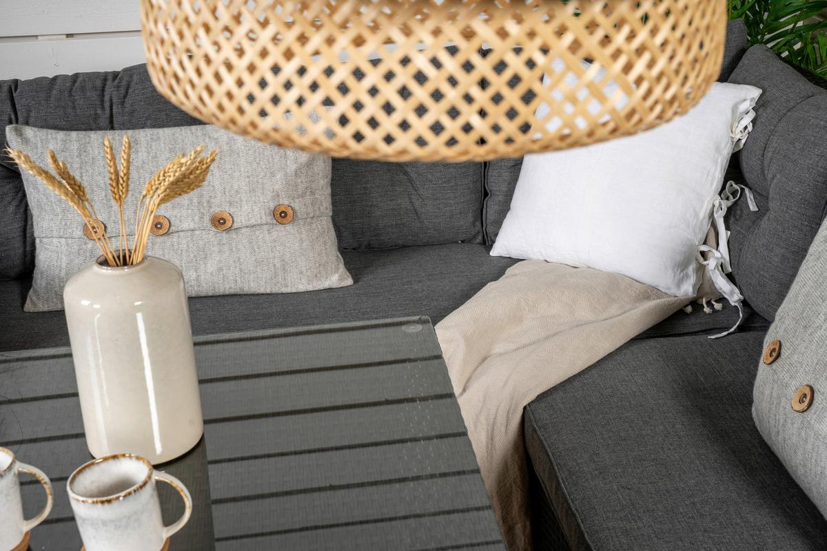 Loungegarnitur Watford - Schwarz/Grau, KONVENTIONELL, Glas/Kunststoff - Gardenson