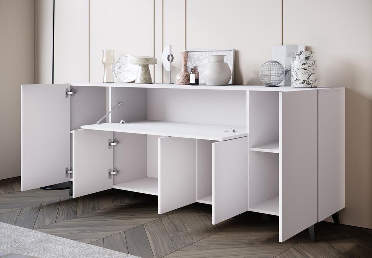 ŠIROKÁ KOMODA SIDEBOARD PHUKET 180 - čierna/biela, Design, kompozitné drevo/plast (180/76/37,5cm) - P & B