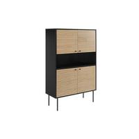 Highboard Schwarz, Eichefarben B: 100cm - Eichefarben/Schwarz, Design, Holz/Holzwerkstoff (100/155/40cm) - Livetastic