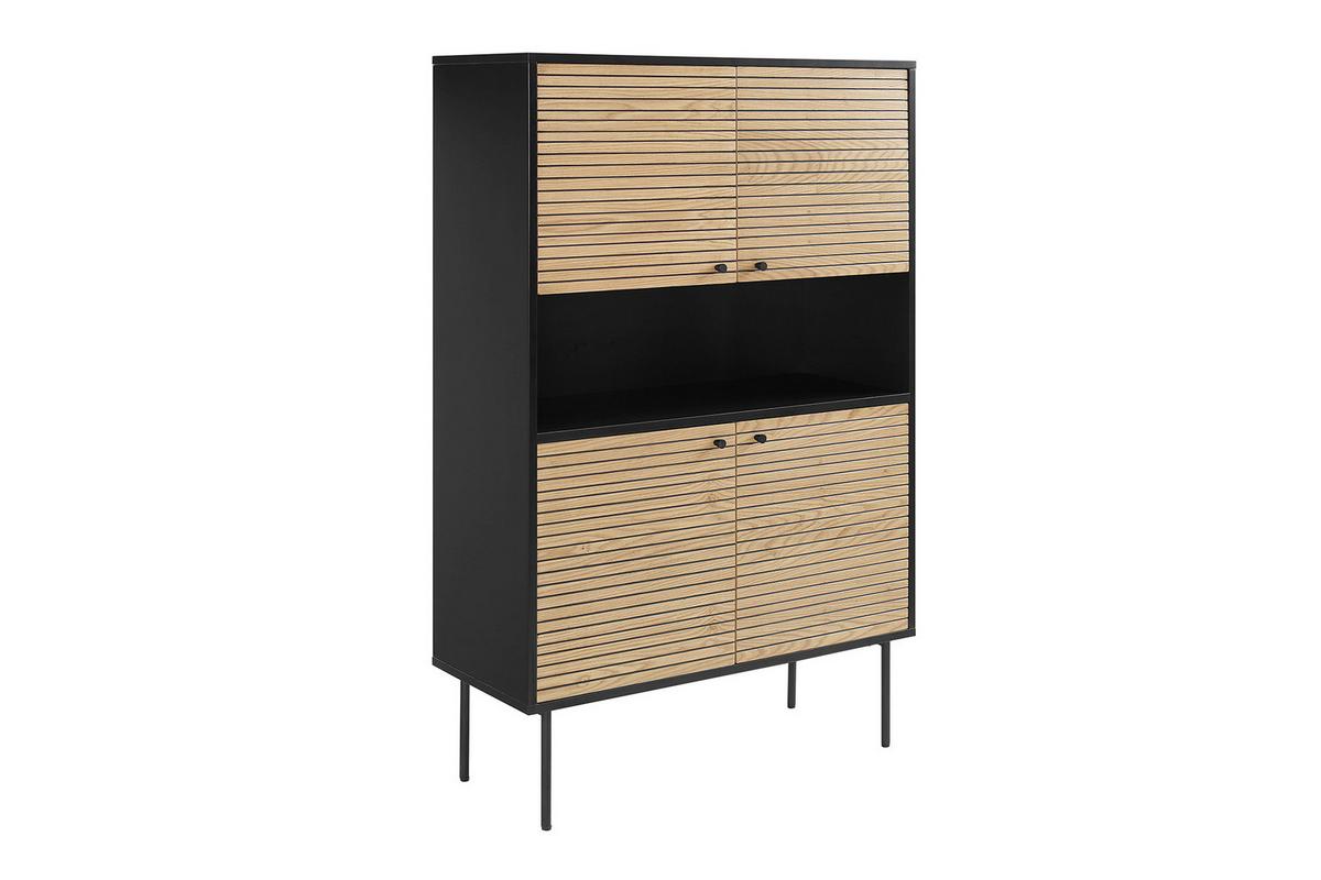 Highboard Schwarz, Eichefarben B: 100cm - Eichefarben/Schwarz, Design, Holz/Holzwerkstoff (100/155/40cm) - Livetastic