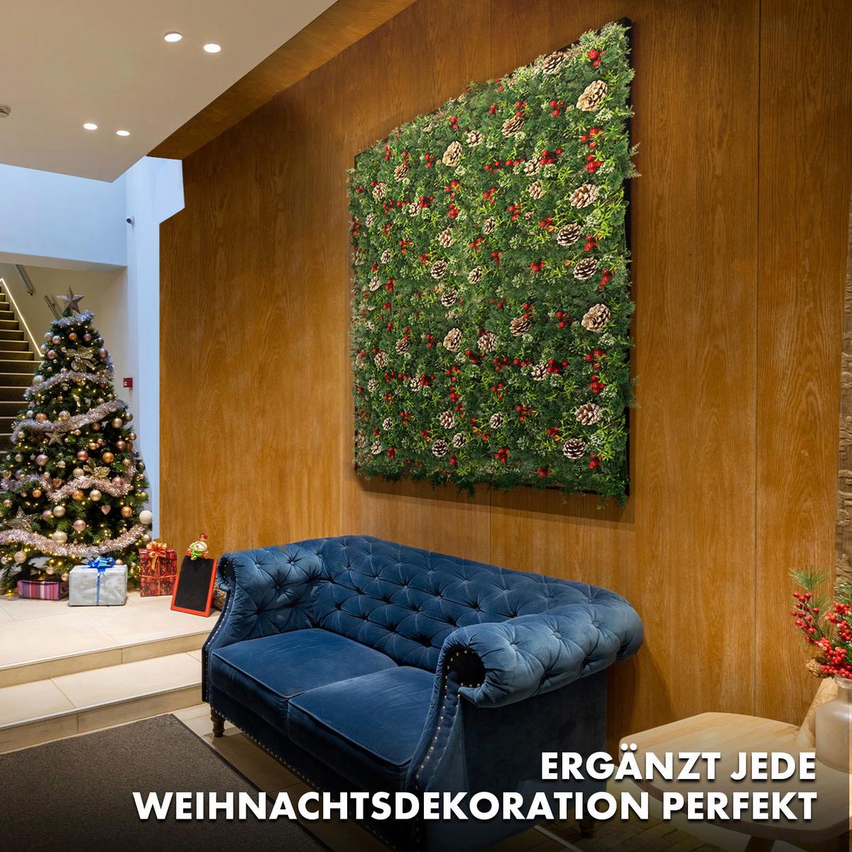 Wandverkleidung Kunstpflanze - Dunkelgrün/Rot, Trend, Kunststoff (50/50cm) - FloorDirekt