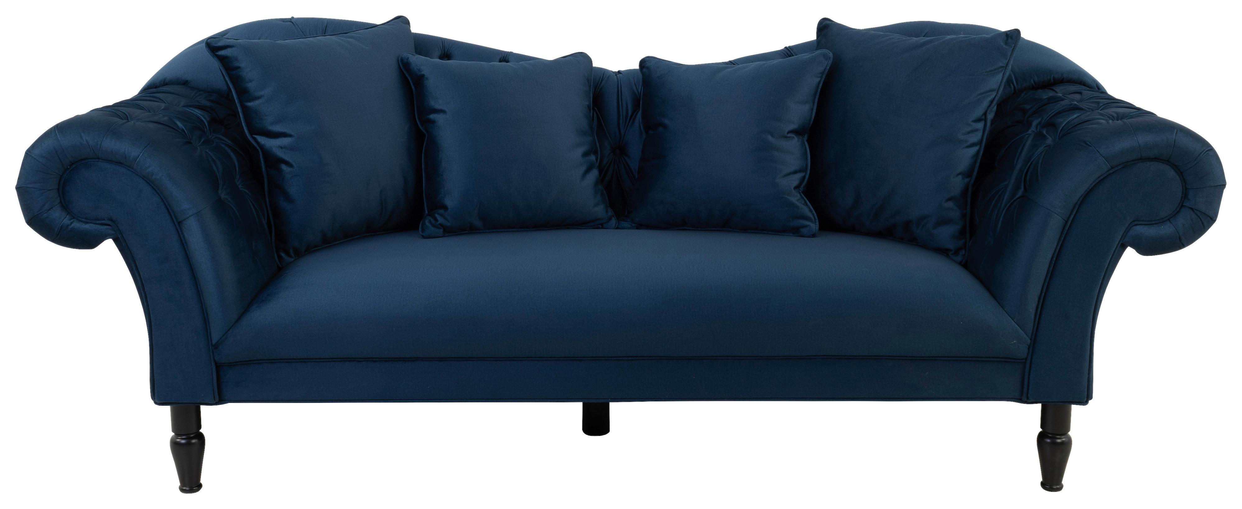 3-sitzer-sofa Cupido Dunkelblau Samt - Schwarz/Dunkelblau, Design, Textil (242/91/104cm) - MID.YOU