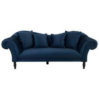 3-Sitzer-Sofa Cupido Dunkelblau Samt - Schwarz/Dunkelblau, Design, Textil (242/91/104cm) - MID.YOU
