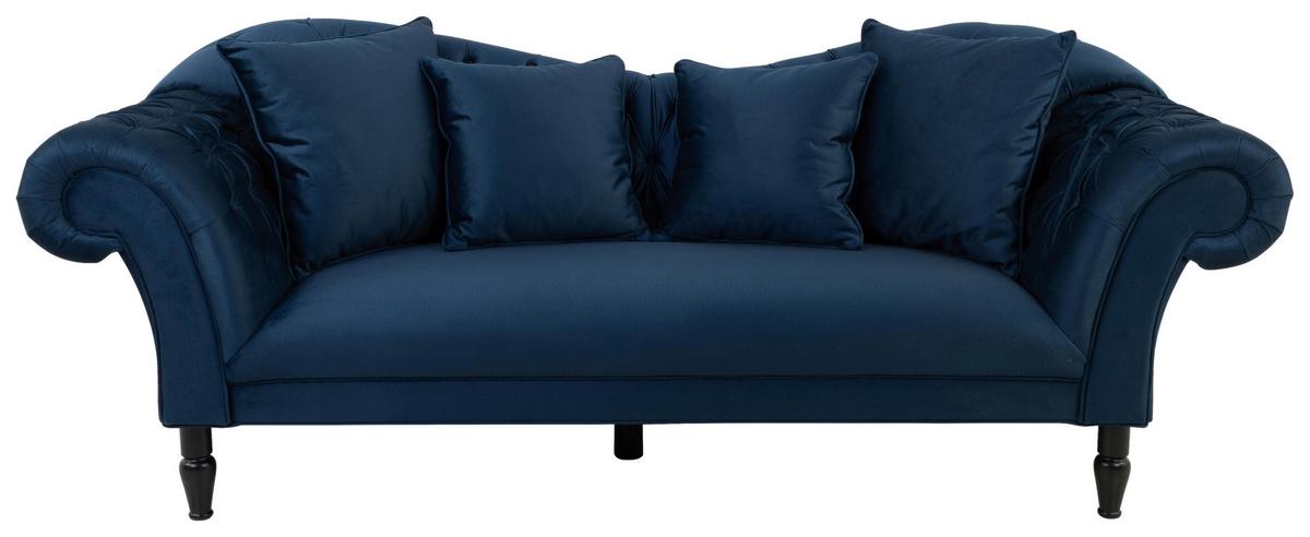 3-Sitzer-Sofa Cupido Dunkelblau Samt - Schwarz/Dunkelblau, Design, Textil (242/91/104cm) - MID.YOU