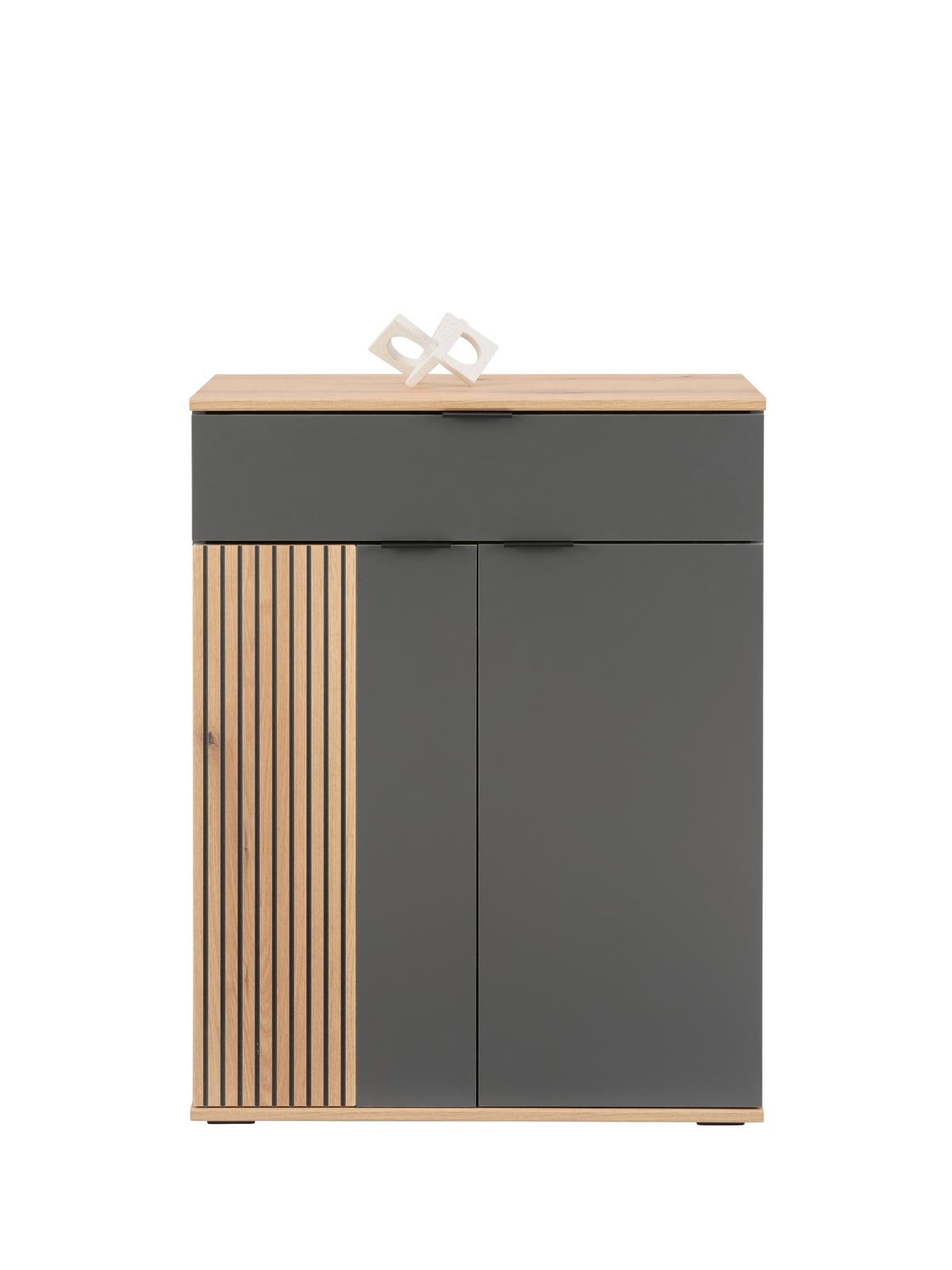 Kommode Clever Anthrazit B: 70 cm - Eichefarben/Anthrazit, MODERN, Holzwerkstoff (70/92/38cm)