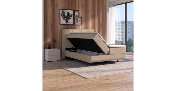Polsterbett mit Matratze 140x200 London Beige - Beige/Schwarz, MODERN, Holzwerkstoff/Textil (140/200cm) - Luca Bessoni
