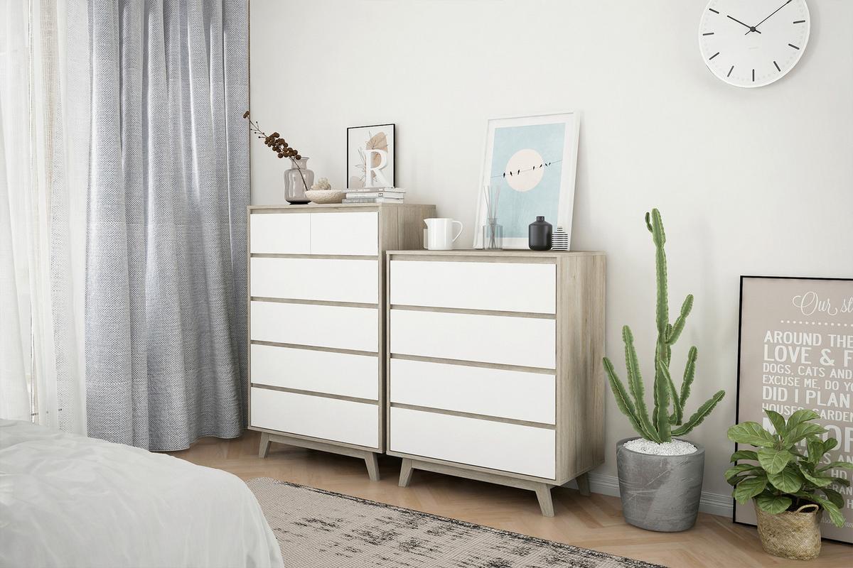 Kommode Weiß, Naturfarben B: 80cm - Naturfarben/Weiß, Design, Holzwerkstoff (80/118/40cm) - Livetastic