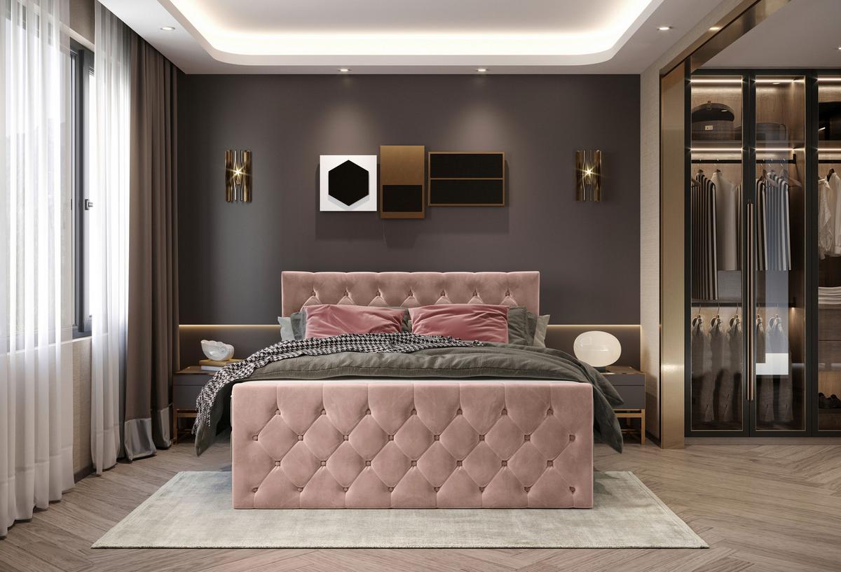 Boxspringbett Swing 14 Altrosa 140x200 Cm H2 - Beige/Schwarz, ROMANTIK / LANDHAUS, Textil (140/200cm) - James Wood