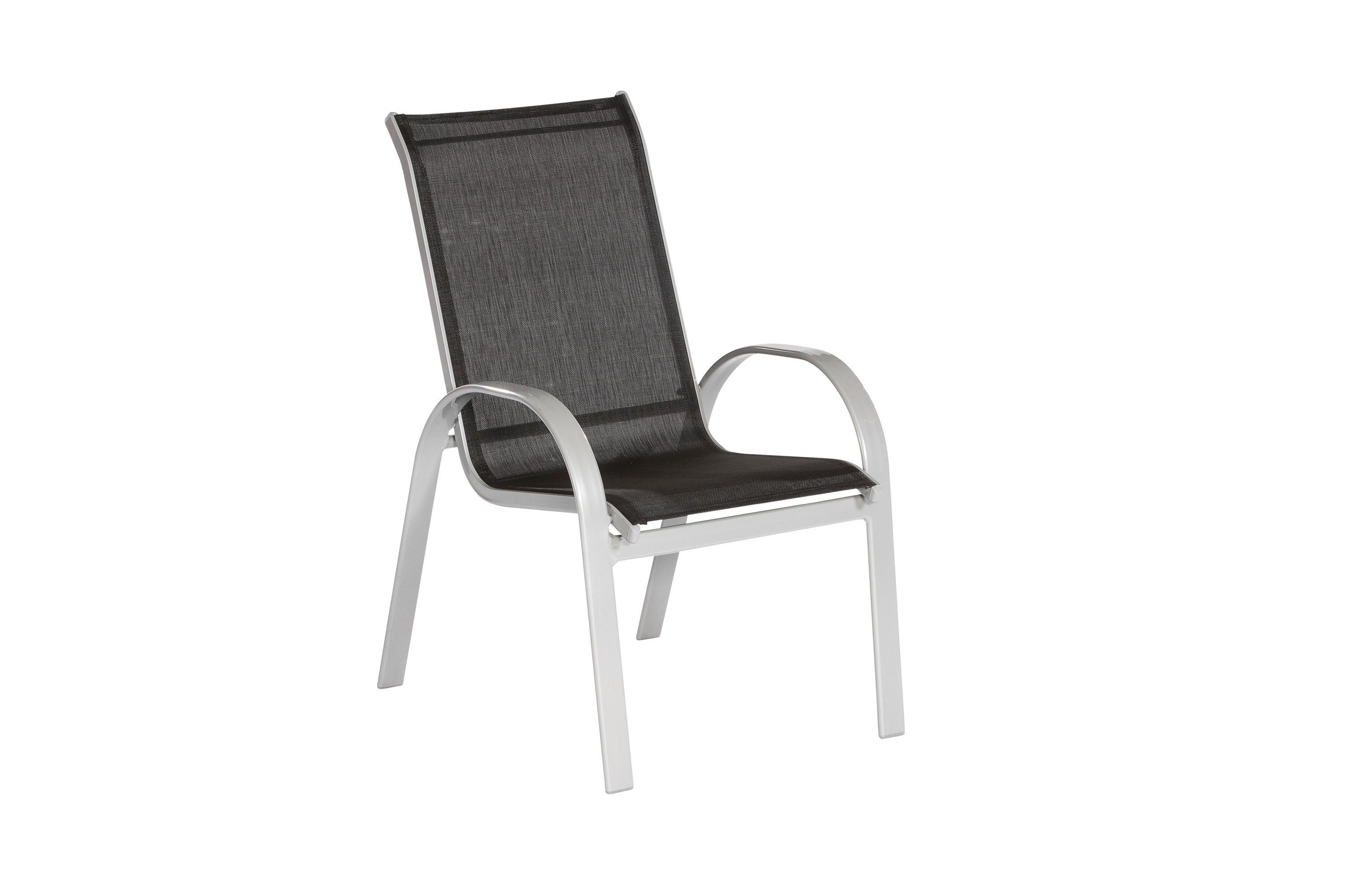 Gartensessel 2er-set Stapelbar Amalfi Metall/textil - Silberfarben/Schwarz, ROMANTIK / LANDHAUS, Textil/Metall (56/97/76cm) - Gardenson