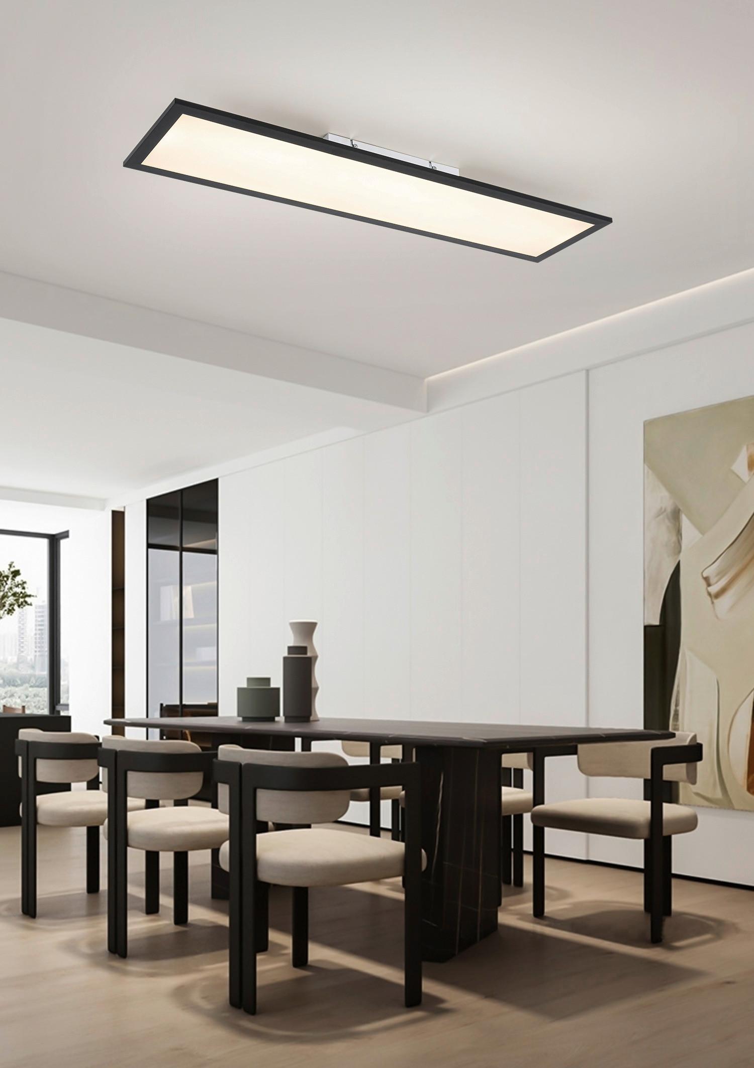 STROPNÉ LED SVIETIDLO JUO - čierna/biela, Modern, kov/plast (80/20/6,5cm) - Mömax